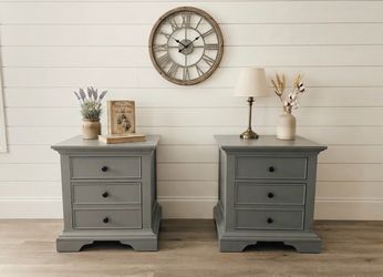 Modern Farmhouse Gray 2-Drawer Nightstands / Bedside Tables (Set of 2)