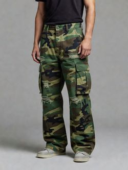 Supermade Camo Cargo Pants Distressed