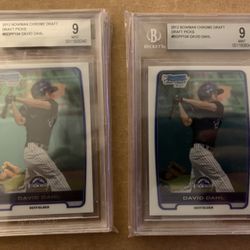 2 -2012 Bowman Chrome Draft Draft Picks #BDPp104 David Dahl Beckett 9