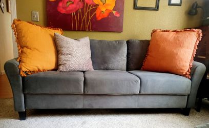 New Couch, Light grey, Soft velvet-like fabric, 30.5" W x 32" H