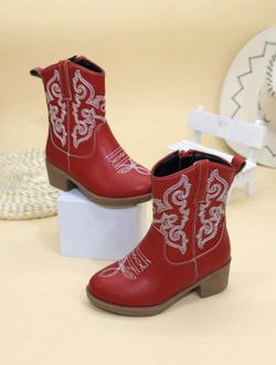 NEW Kids Red Embroidered Cowboy Boots