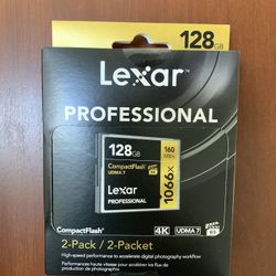Lexar pro 128gb cf card 2 pack NEW