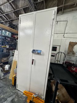Large white locker with code lock