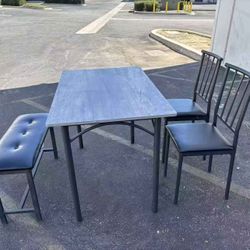 4-Piece Dining Set with Table, 2 Chairs, and Bench
