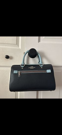 Coach Rowan Satchel – Blue/White Signature Canvas 