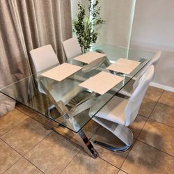 Glass Top Dining Table with 4 Chairs