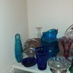 Vintage Glass, Vases, Northwood, Art Glass, Pitchers Sterling Pieces