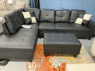 Sectional w/ Matching storage Ottoman, multiple colors & configurations available