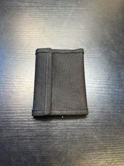 Vintage Men's Black Nylon Trifold Wallet Hook Loop Closure ID Window Card Holder