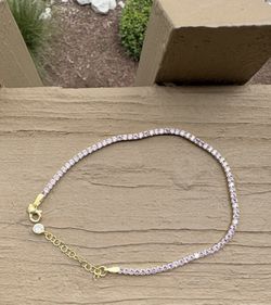 Nice Sterling Silver .925 Lavender/Amethyst 7-8.5” Thin Dainty Tennis Bracelet 