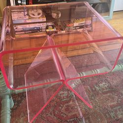 Acrylic Nightstand Side Table , Pink End Table 