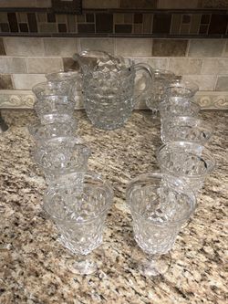 Glass jug w/12 gobbler cups