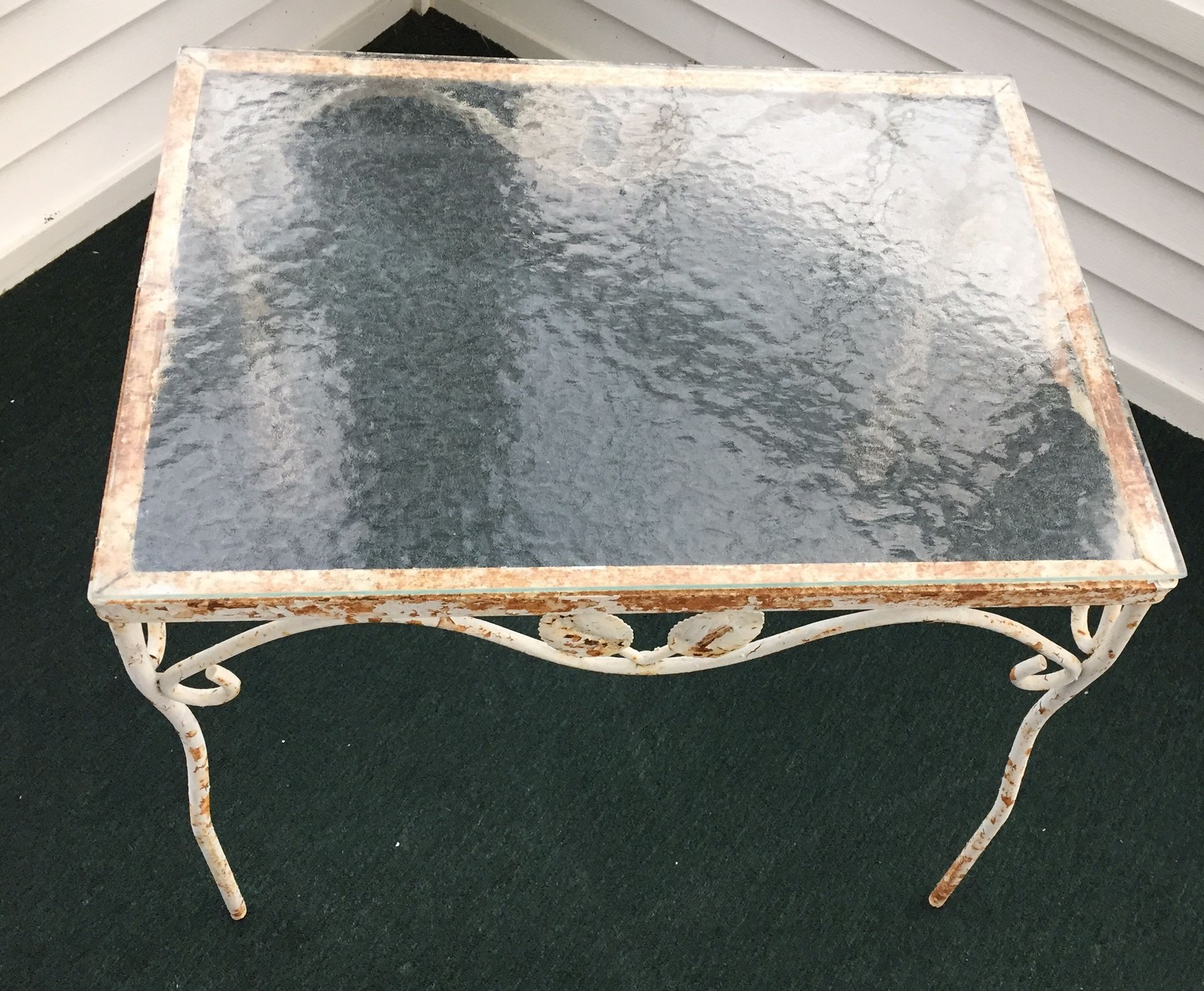 Ornate Cast Iron/Glass End Table