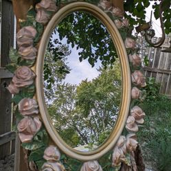Mirror Beautifully Surrounded With Rose Flowers 