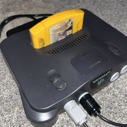 Nintendo 64 with two controllers and all wires