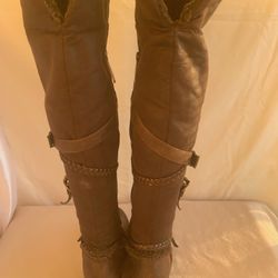 New Aldo Zipper brown suede/ leather fur inside boots zip-up style calf-high boots size EUR 38/USA 7.5 women’s