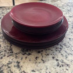 Red Plate Set of 16