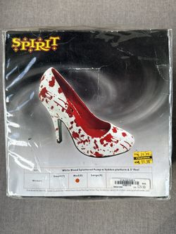 White Blood Splattered Pump With Hidden Platform & 5” Heel (Women’s Size 8 Shoe)