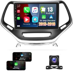 Android 11 Car Stereo for Jeep Cherokee 2013-2018 with Apple Carplay Android Auto,10.1'' HD Touchscreen Car Radio with WiFi,GPS Navigation,Bluetooth,F
