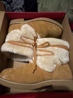 Tan Suede Shearling Ankle Boots