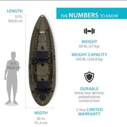 Lifetime Sport Fisher 10’ Tandem Fishing Kayak – Olive Green – Used Twice