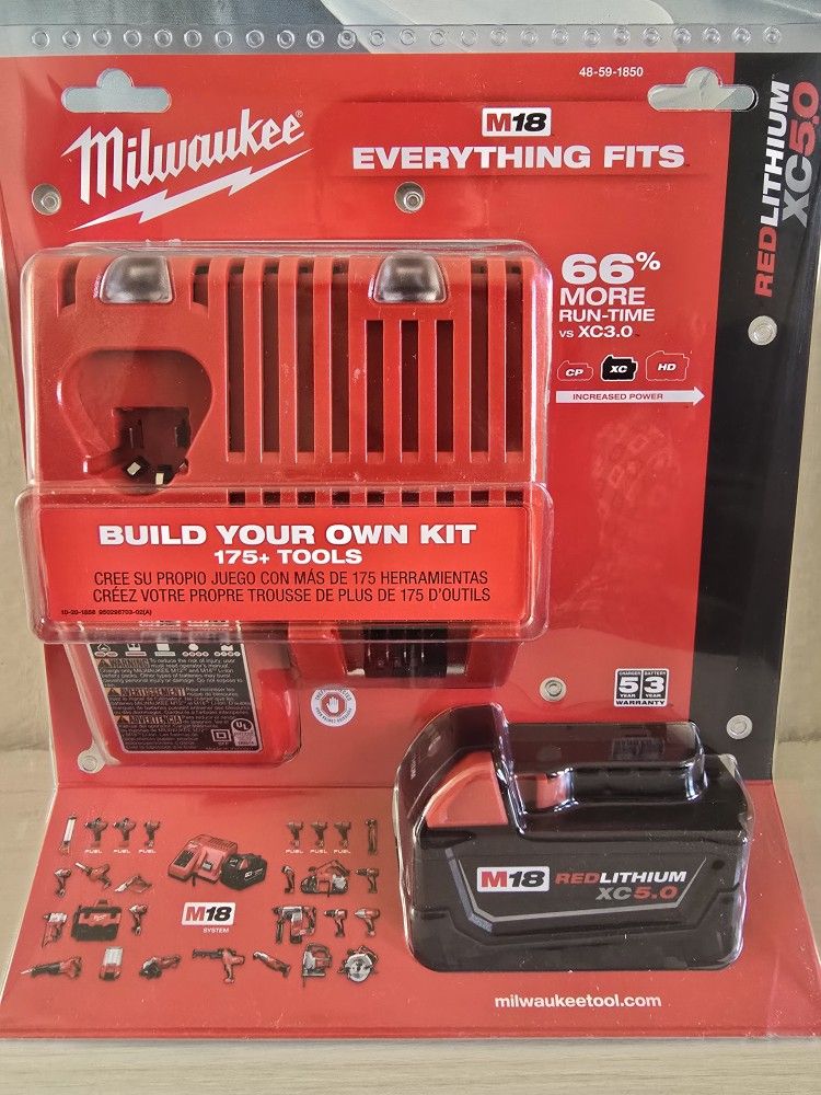 Milwaukee
M18 18-Volt Lithium-Ion XC Starter Kit with One 5.0Ah Battery and Charger