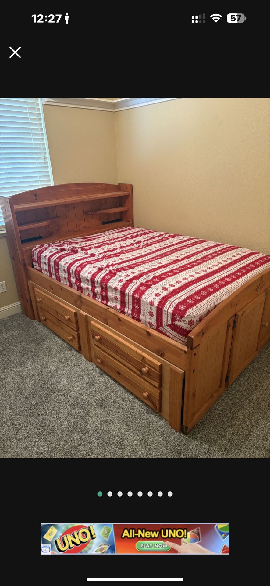 Solid Wood Bed, Mattress, And Dresser