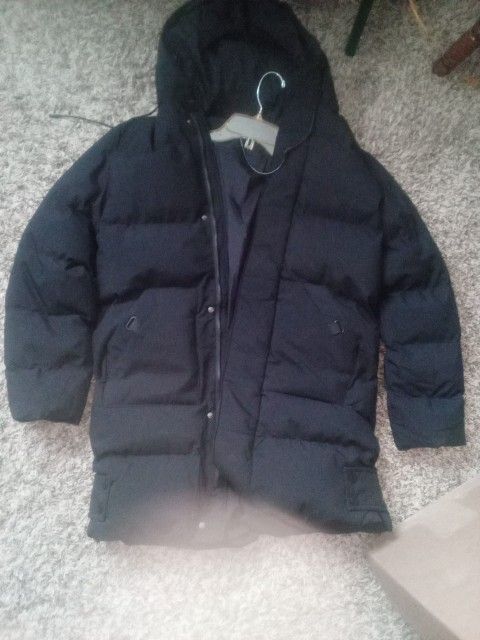 New Men's Sz Sm Pass Butt Long Puffer Winter Jacket Black   CASH