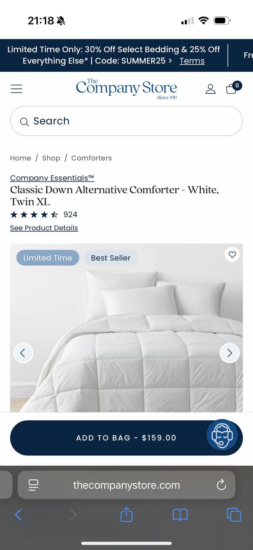 Company Store Comforter. Twin Xl.