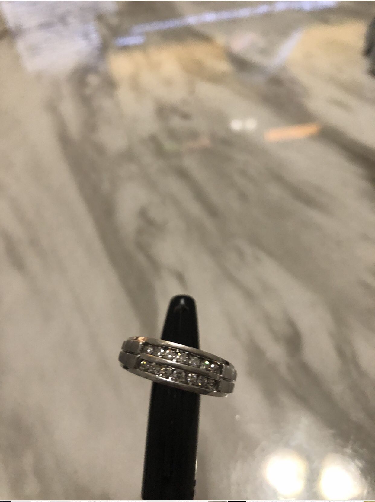Mens Diamond White Gold Wedding Band