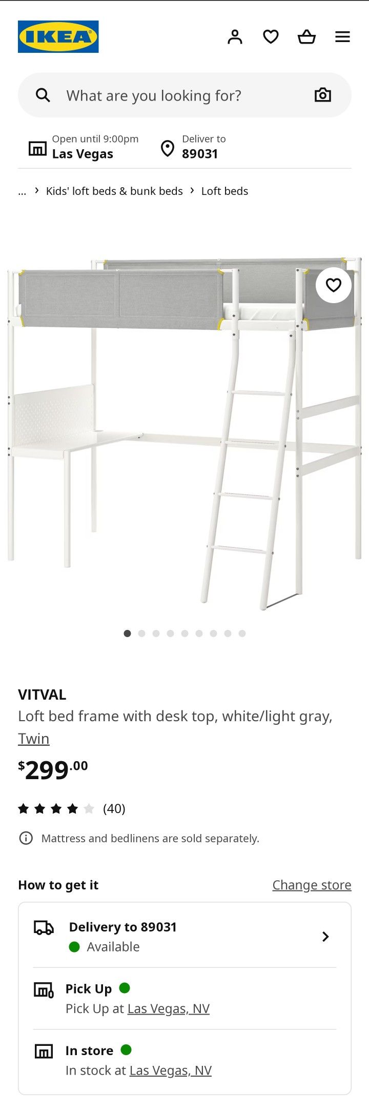 IKEA Vitval Loft Bed w/ Desks, Twin Size