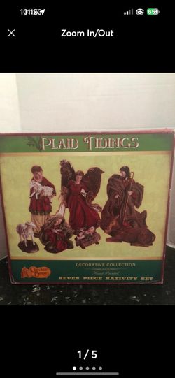 Vintage CRACKER BARREL Plaid Tidings 7 Piece Nativity Set Christmas RETIRED