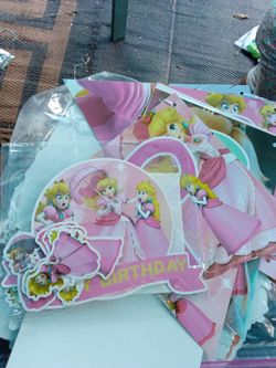 Princess peach birthday banner
