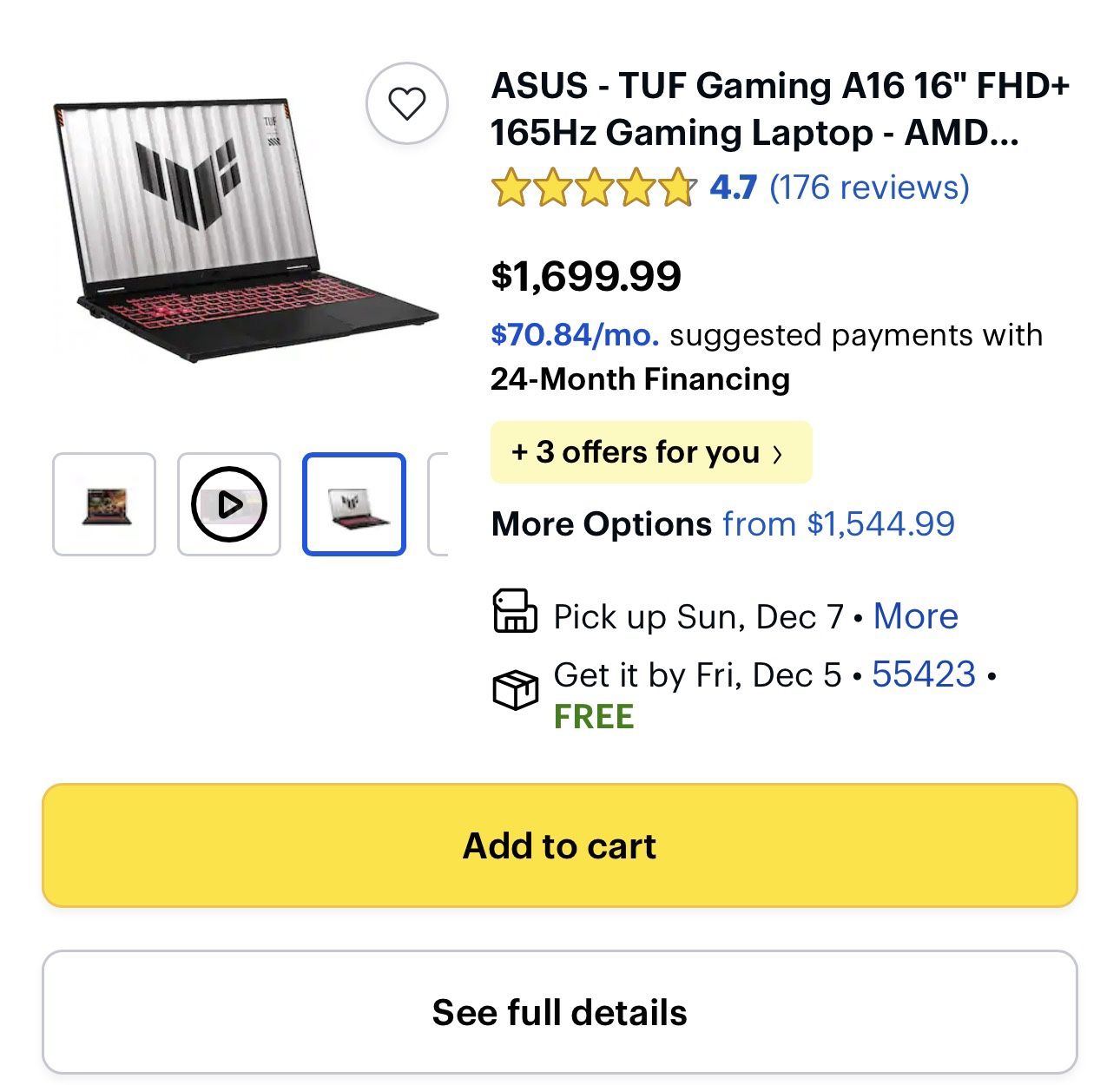 Asus Tuff Gaming A16 Laptop