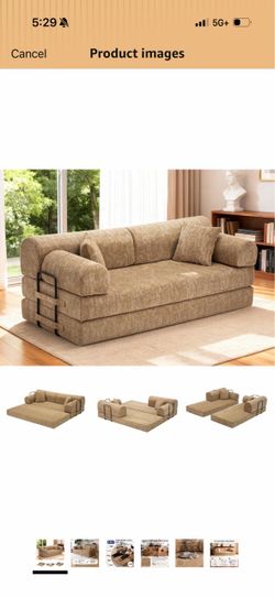78.8" Convertible Sofa Bed with High Back,Boneless Couch for Living Room Corduroy Memory Foam Boneless Couch, Sleeper Loveseat, High Back Support Futo