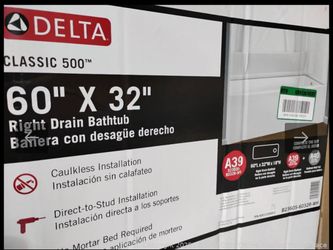 60x32 Delta Bath Tub New 