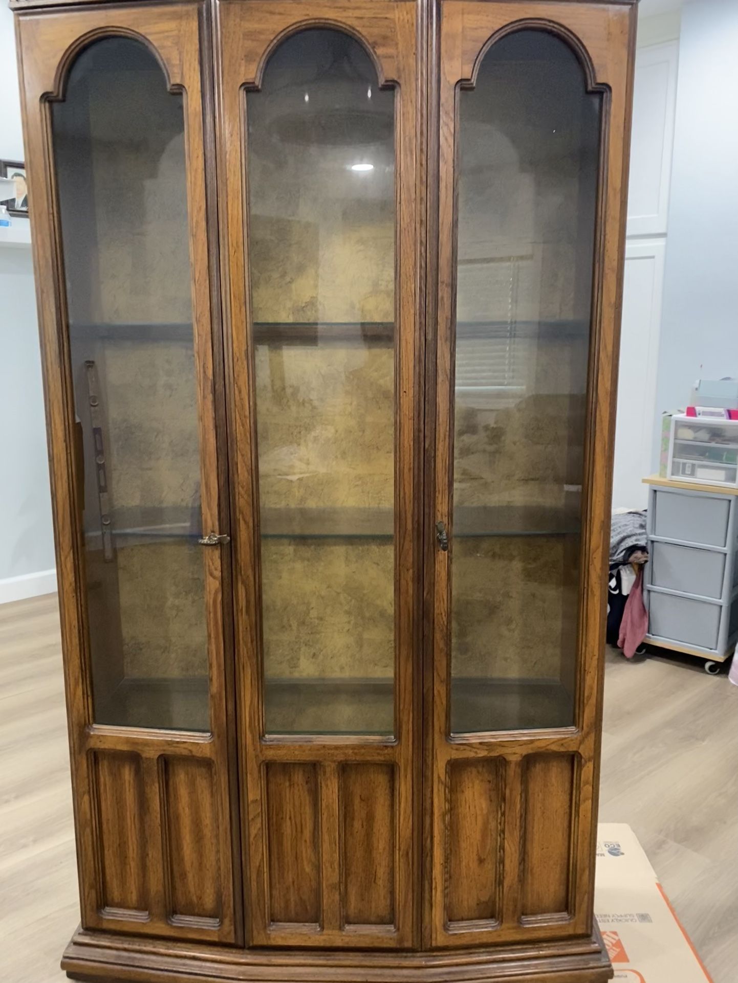Vintage Drexel Heritage Campaign Style China Cabinet