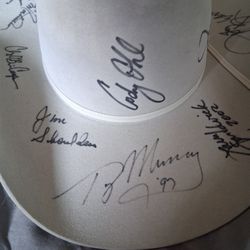 National Finals Rodeo Autograph Grail with Multiple Champions plus legendary Jim Shoulders autograph