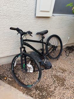 Black Mountain Bike with Green Accents