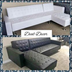 New Reversible Chaise Sectional Sofa Bed. Available In Black And White.