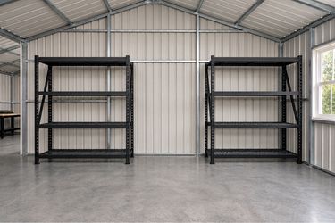 See of 2: full heavy duty steel industrial shelving units 6’x6.5’x2’