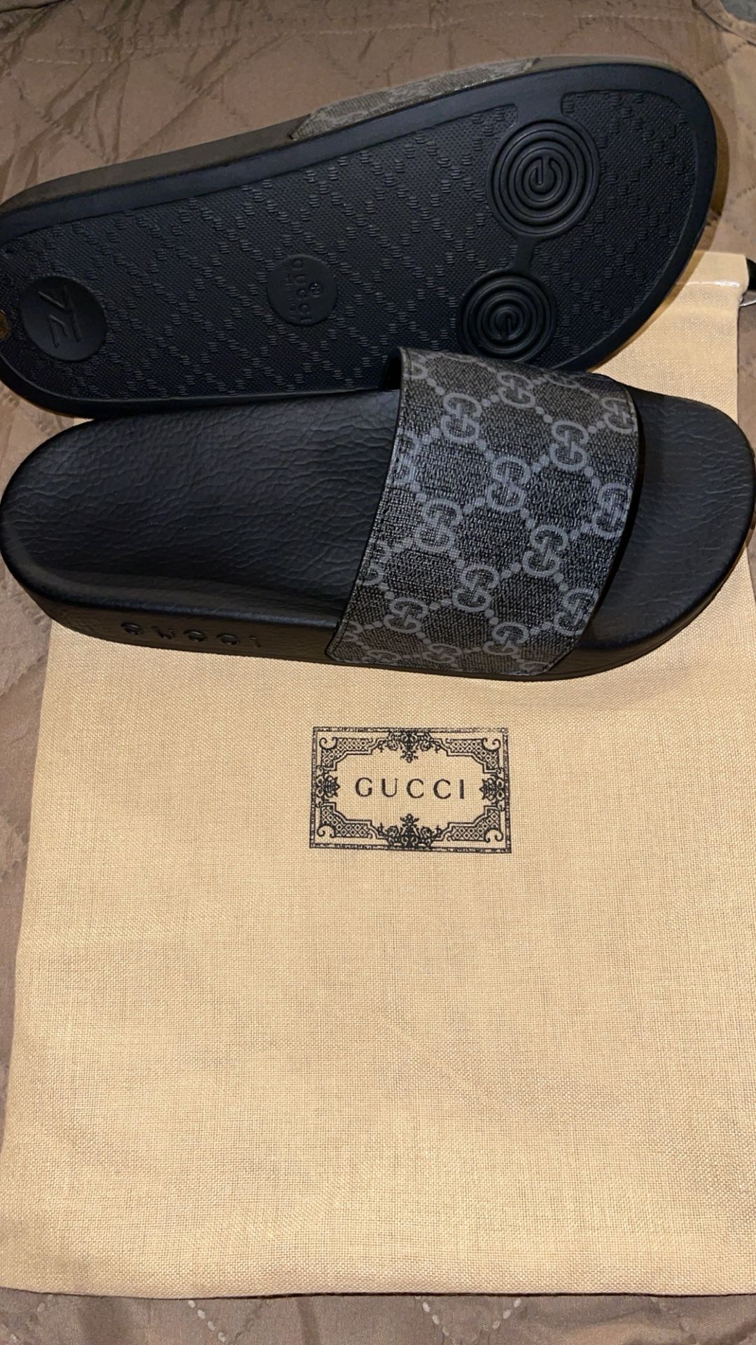 Black Gucci Monogram Slides