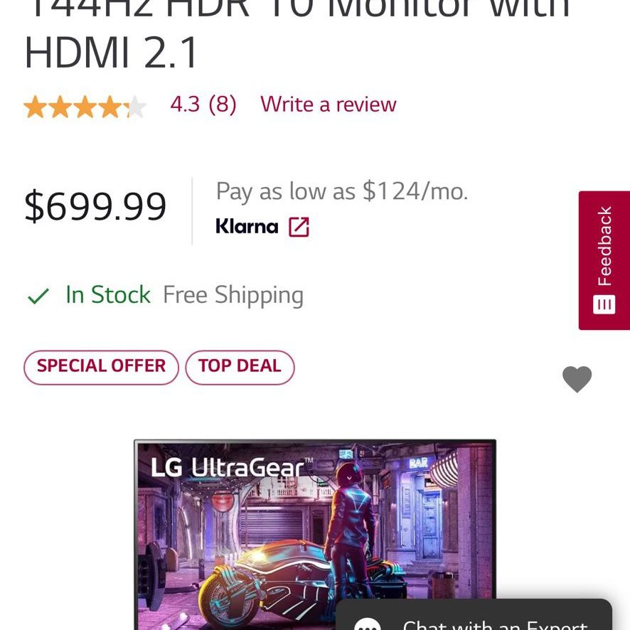 32" UltraGear™ UHD 4K 1ms 144Hz HDR 10 Monitor with HDMI 2.1