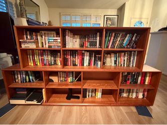 Large Modular Bookcase / Bookshelf – 88” Wide – Detachable Two-Piece Design