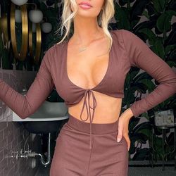 Cropped top & wide leg pants set