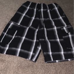 black and white plaid shorts 