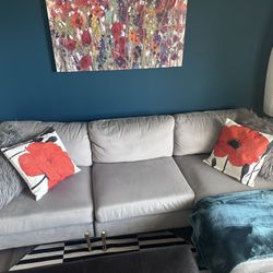 Grey Velvet Sectional By Etta Avenue