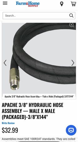 Apache 3/8" Hydraulic Hose Assembly 144"