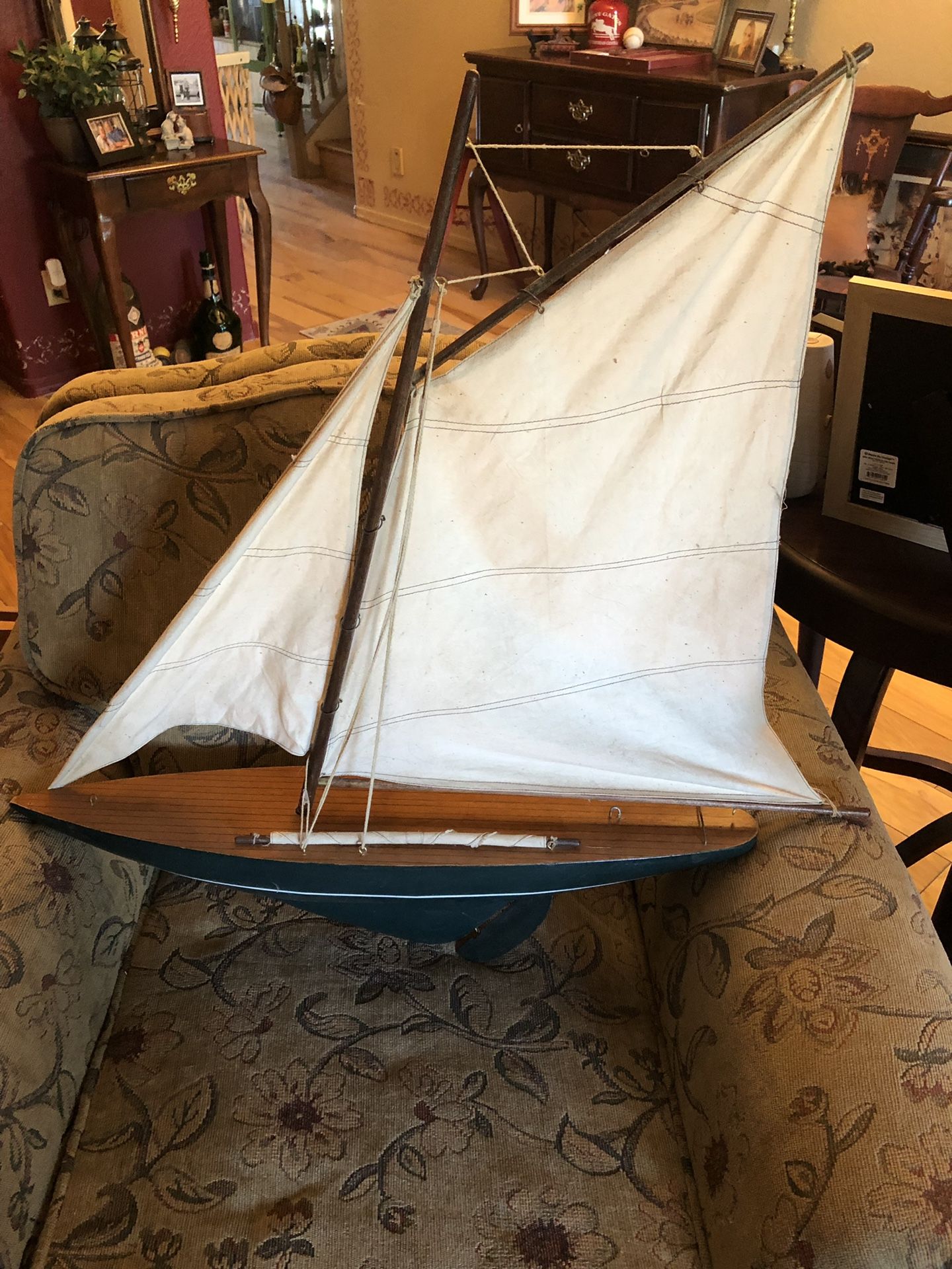 XL Wood Nautical Sailboat 28” long