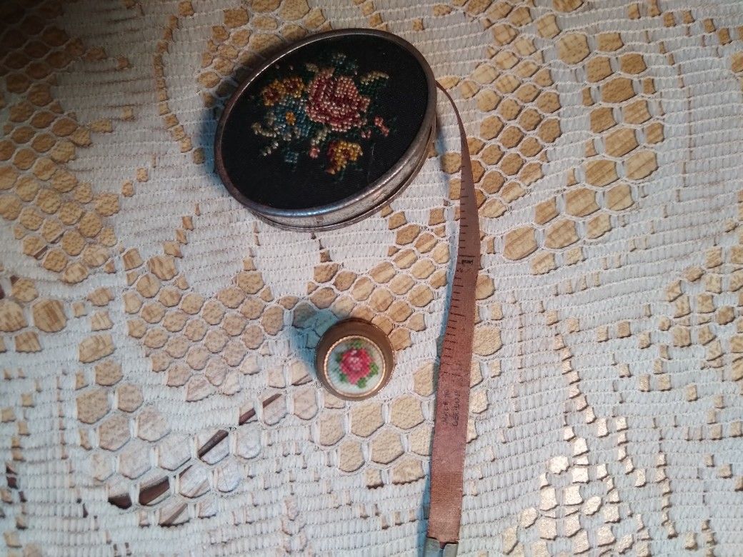 Vintage Petit Point Woman's Tapemeasure